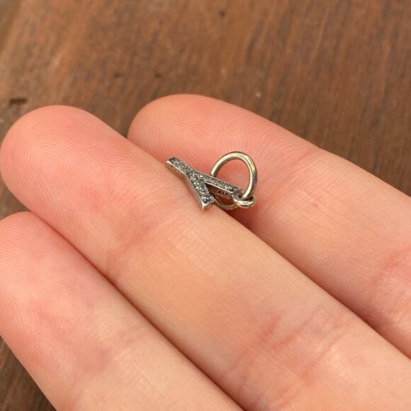 Pandora Sterling Silver Alphabet Letter Y Dangle with Clear Zirconia 791337CZ - Picture 3 of 5